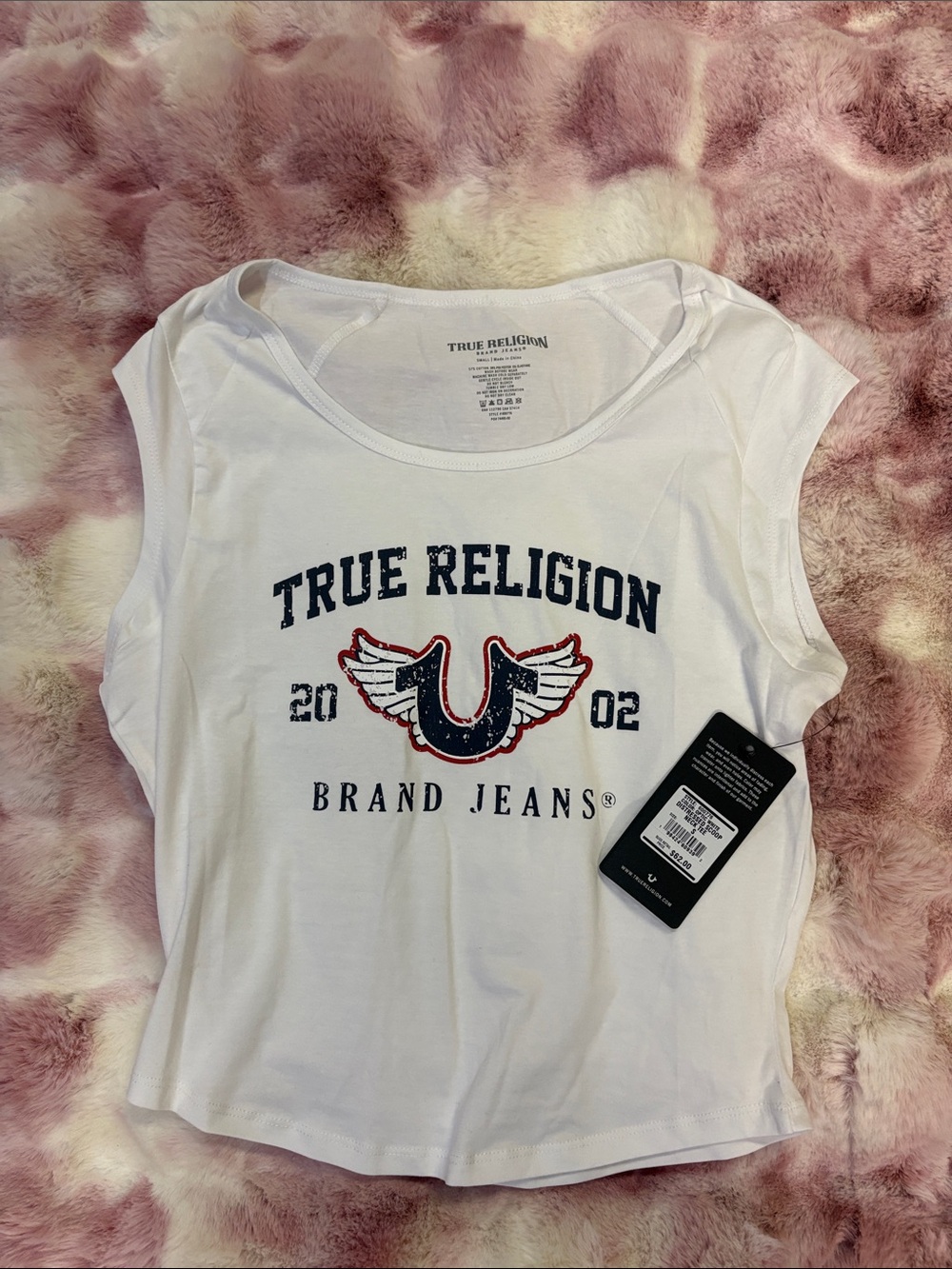 NWT True Religion Women's White Logo Tee size small